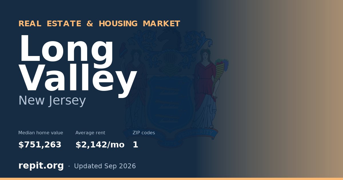 Long Valley, NJ real estate and housing market — median home value $751,263, average rent $2,142/mo, 1 ZIP code