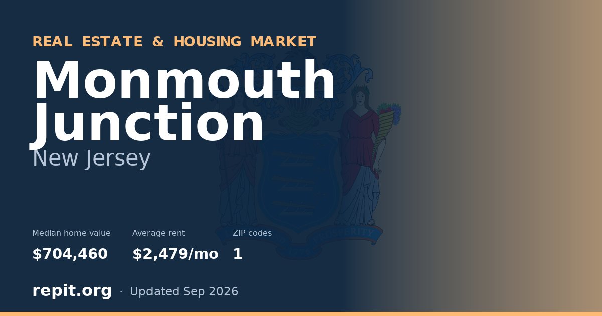 Monmouth Junction, NJ real estate and housing market — median home value $704,460, average rent $2,479/mo, 1 ZIP code