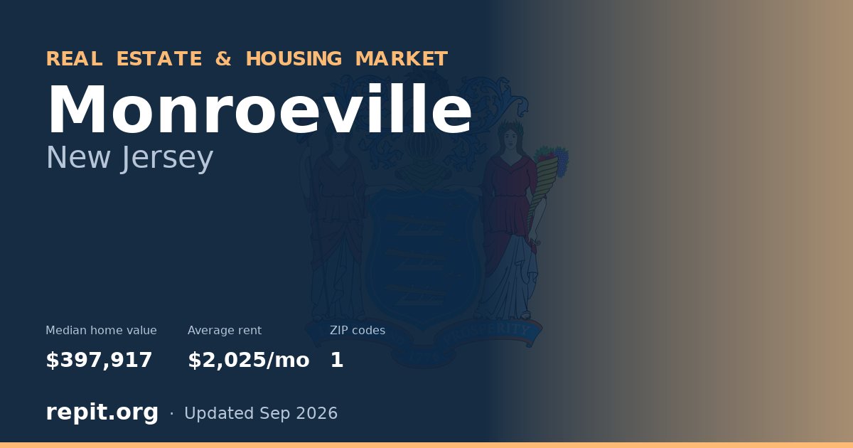 Monroeville, NJ real estate and housing market — median home value $397,917, average rent $2,025/mo, 1 ZIP code