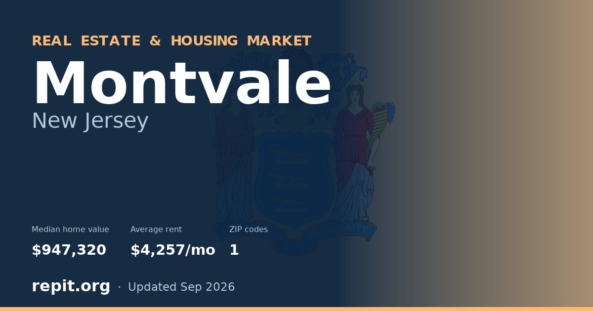 Montvale, NJ real estate and housing market — median home value $947,320, average rent $4,257/mo, 1 ZIP code