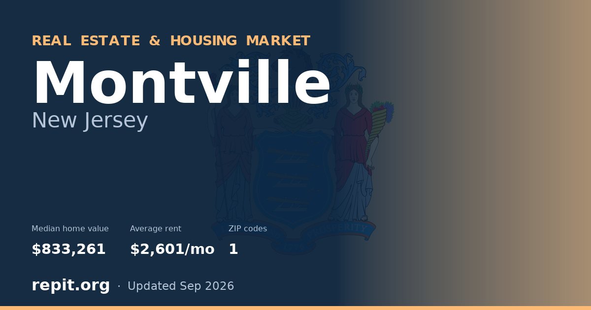 Montville, NJ real estate and housing market — median home value $833,261, average rent $2,601/mo, 1 ZIP code