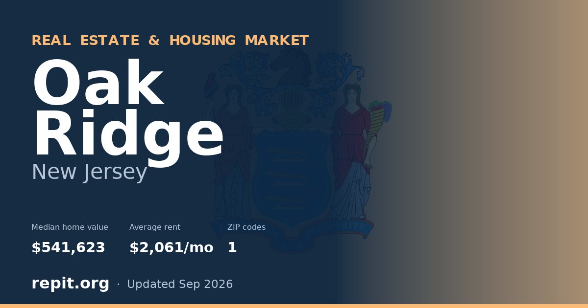 Oak Ridge, NJ real estate and housing market — median home value $541,623, average rent $2,061/mo, 1 ZIP code