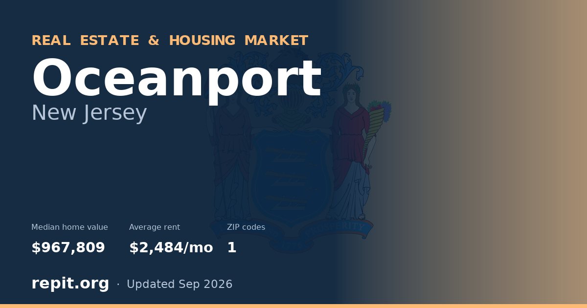 Oceanport, NJ real estate and housing market — median home value $967,809, average rent $2,484/mo, 1 ZIP code
