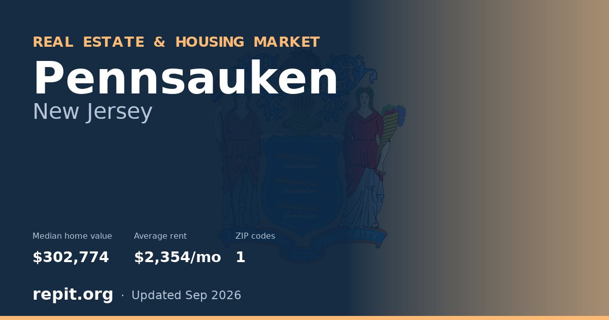 Pennsauken, NJ real estate and housing market — median home value $302,774, average rent $2,354/mo, 1 ZIP code