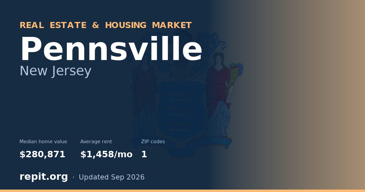 Pennsville, NJ real estate and housing market — median home value $280,871, average rent $1,458/mo, 1 ZIP code
