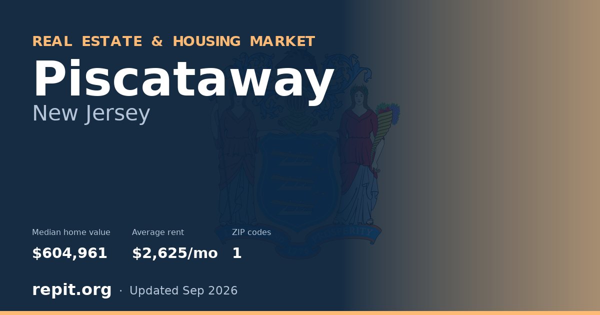 Piscataway, NJ real estate and housing market — median home value $604,961, average rent $2,625/mo, 1 ZIP code
