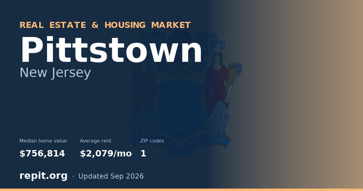 Pittstown, NJ real estate and housing market — median home value $756,814, average rent $2,079/mo, 1 ZIP code
