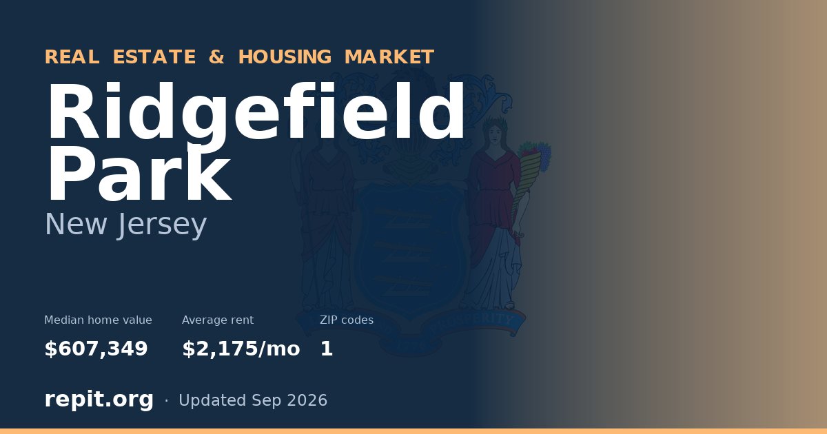 Ridgefield Park, NJ real estate and housing market — median home value $607,349, average rent $2,175/mo, 1 ZIP code