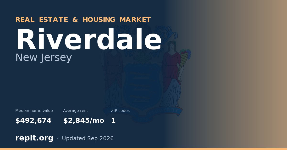 Riverdale, NJ real estate and housing market — median home value $492,674, average rent $2,845/mo, 1 ZIP code