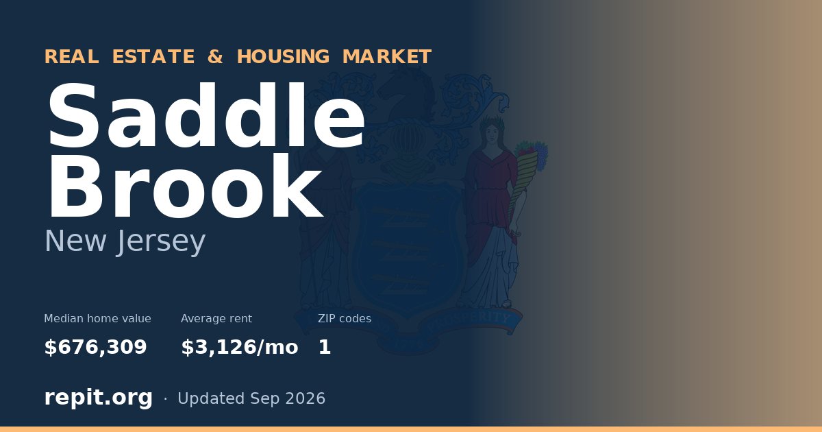 Saddle Brook, NJ real estate and housing market — median home value $676,309, average rent $3,126/mo, 1 ZIP code