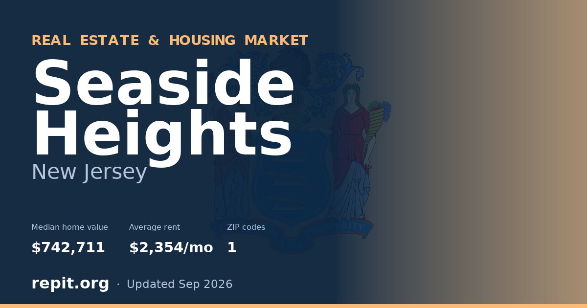 Seaside Heights, NJ real estate and housing market — median home value $742,711, average rent $2,354/mo, 1 ZIP code
