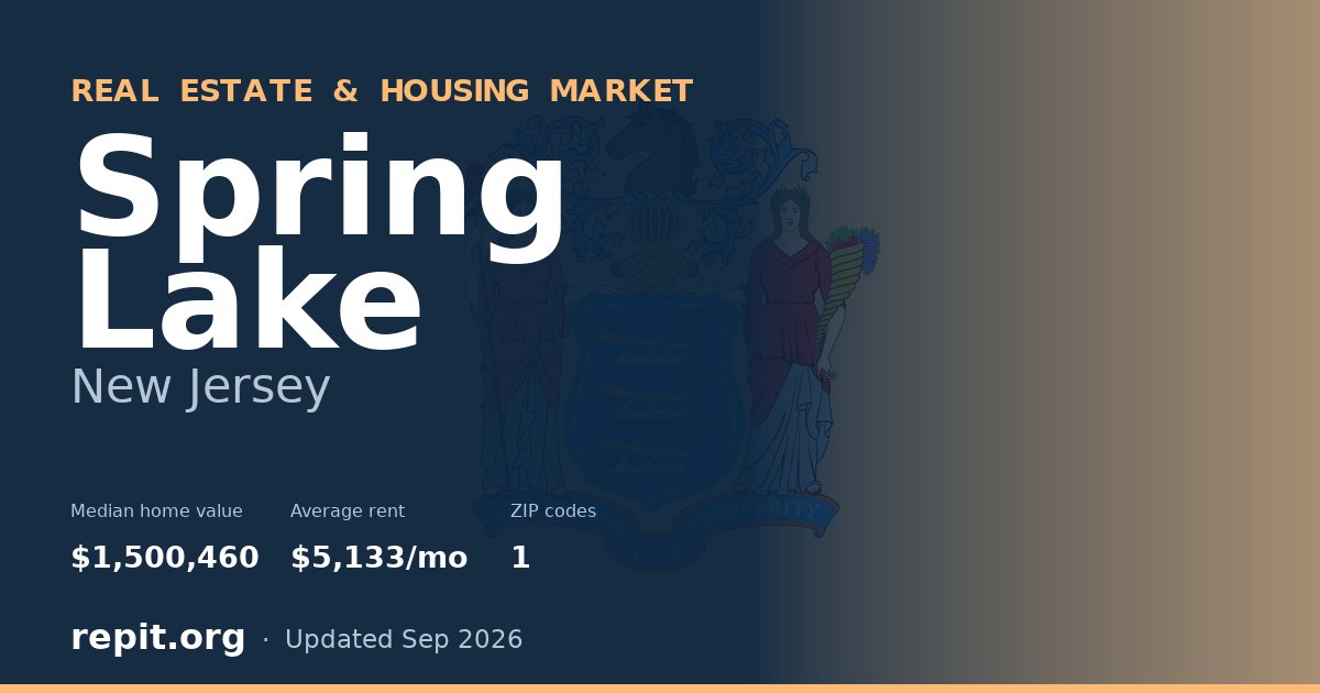 Spring Lake, NJ real estate and housing market — median home value $1,500,460, average rent $5,133/mo, 1 ZIP code