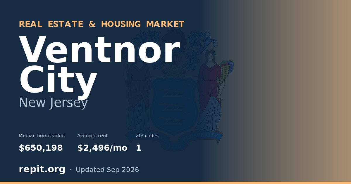 Ventnor City, NJ real estate and housing market — median home value $650,198, average rent $2,496/mo, 1 ZIP code
