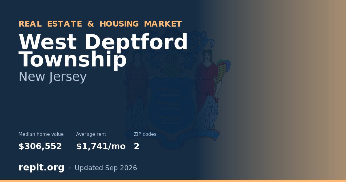 West Deptford Township, NJ real estate and housing market — median home value $306,552, average rent $1,741/mo, 2 ZIP codes