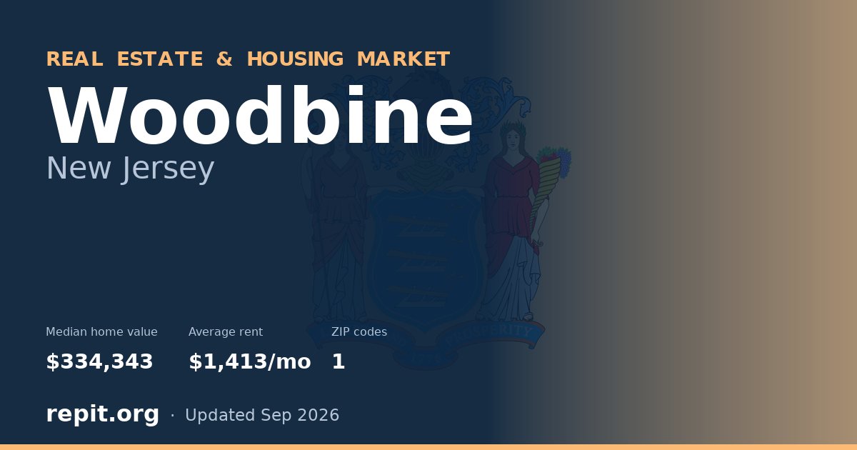 Woodbine, NJ real estate and housing market — median home value $334,343, average rent $1,413/mo, 1 ZIP code