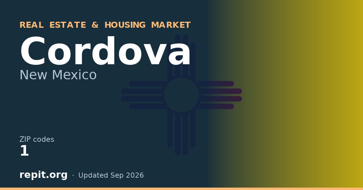 Cordova, NM real estate and housing market — 1 ZIP code