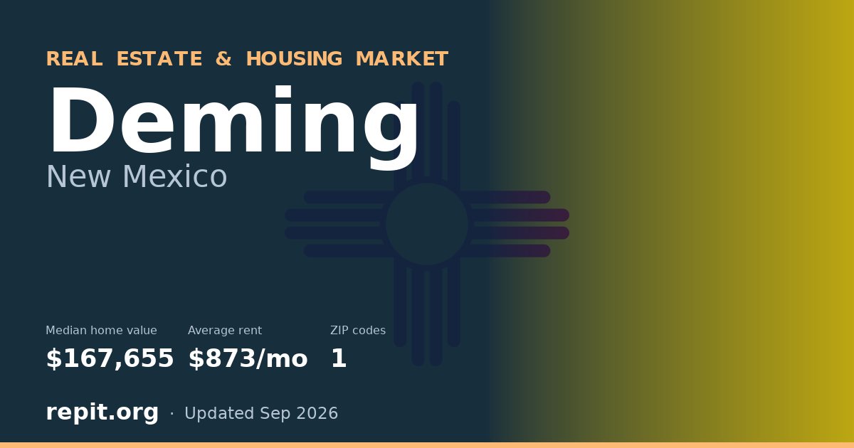 Deming, NM real estate and housing market — median home value $167,655, average rent $873/mo, 1 ZIP code