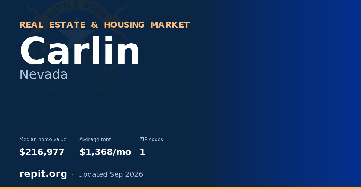 Carlin, NV real estate and housing market — median home value $216,977, average rent $1,368/mo, 1 ZIP code