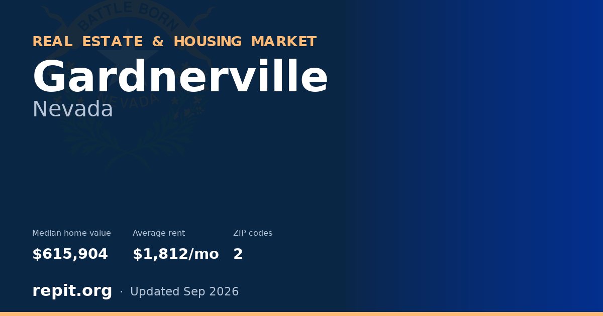 Gardnerville, NV real estate and housing market — median home value $615,904, average rent $1,812/mo, 2 ZIP codes