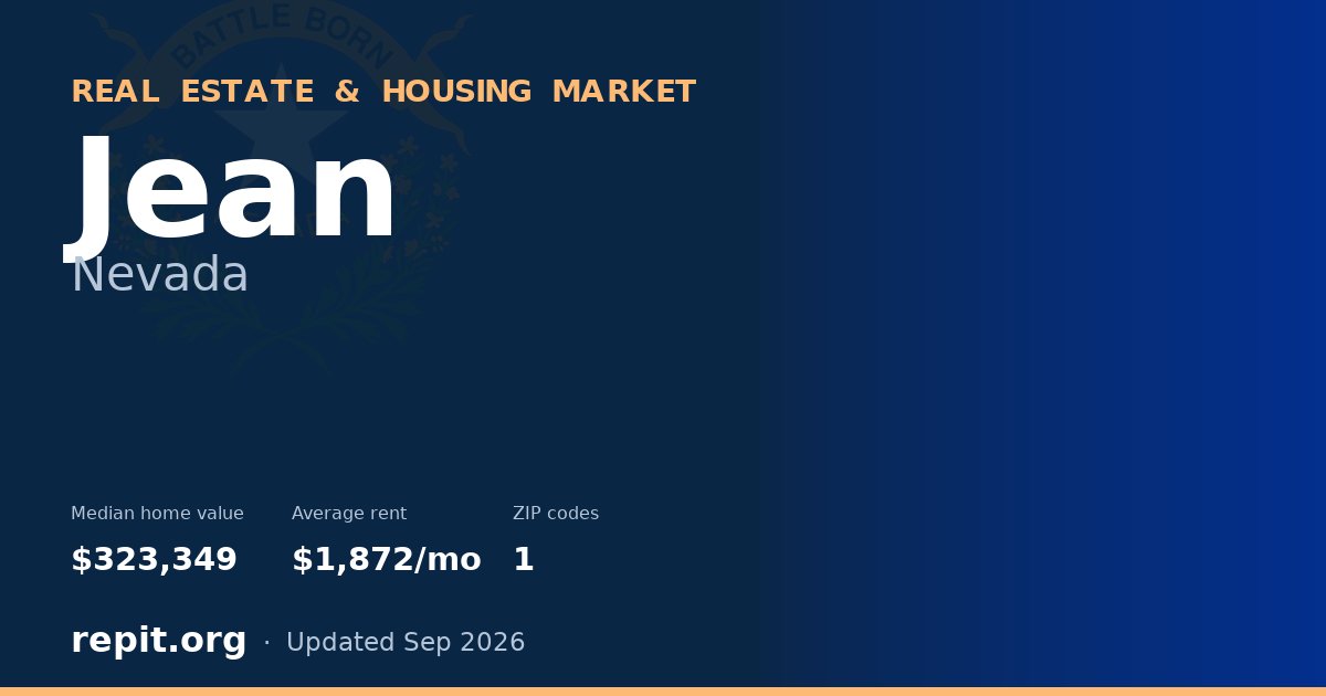 Jean, NV real estate and housing market — median home value $323,349, average rent $1,872/mo, 1 ZIP code