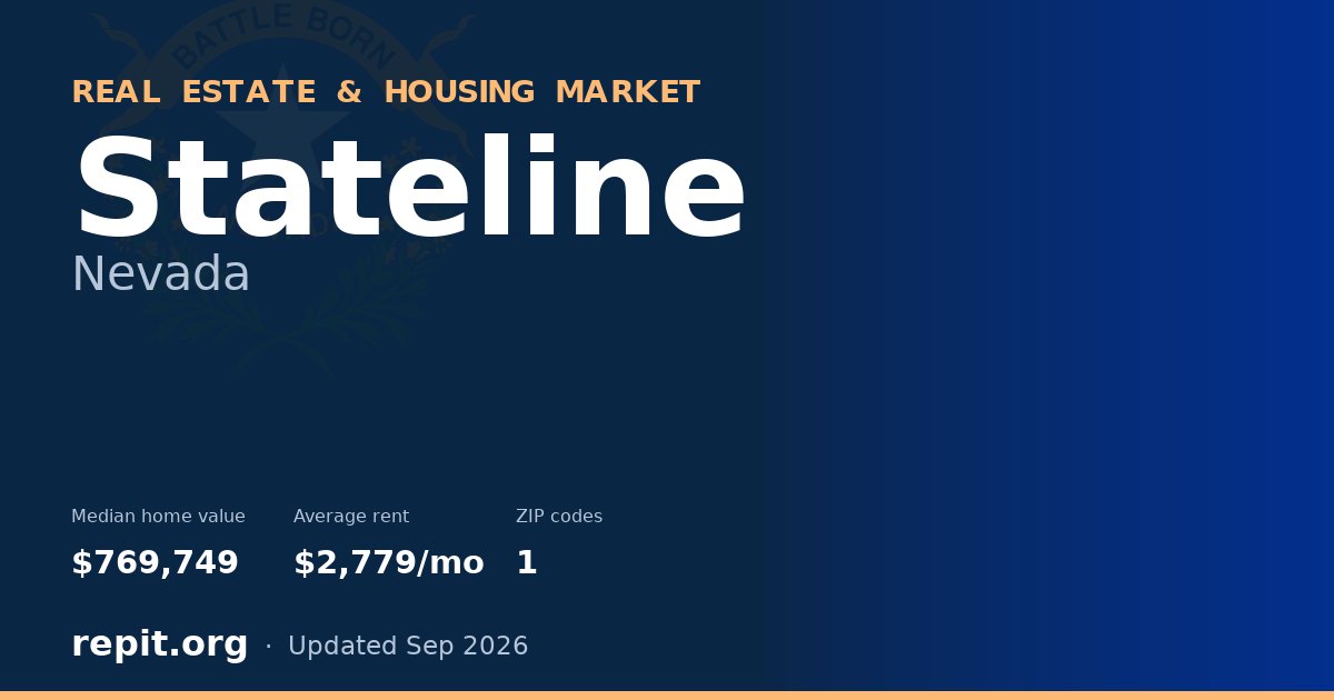 Stateline, NV real estate and housing market — median home value $769,749, average rent $2,779/mo, 1 ZIP code