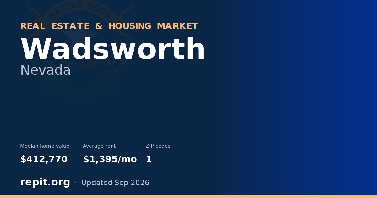 Wadsworth, NV real estate and housing market — median home value $412,770, average rent $1,395/mo, 1 ZIP code