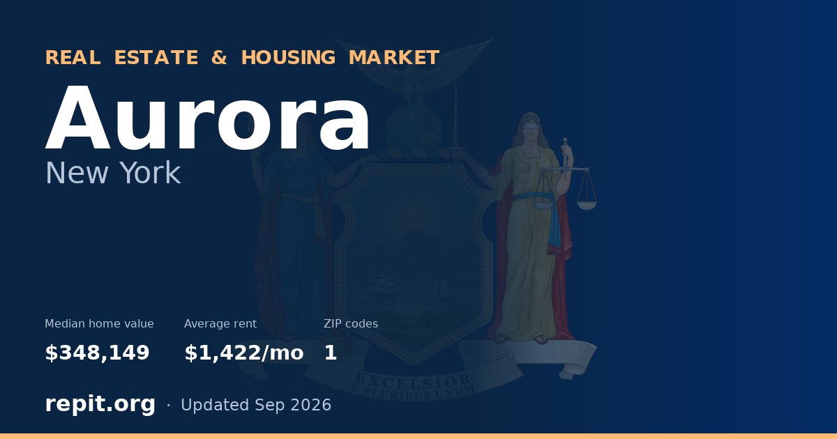 Aurora, NY real estate and housing market — median home value $348,149, average rent $1,422/mo, 1 ZIP code