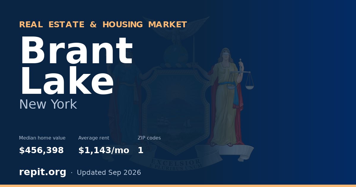 Brant Lake, NY real estate and housing market — median home value $456,398, average rent $1,143/mo, 1 ZIP code