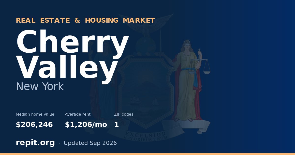 Cherry Valley, NY real estate and housing market — median home value $206,246, average rent $1,206/mo, 1 ZIP code