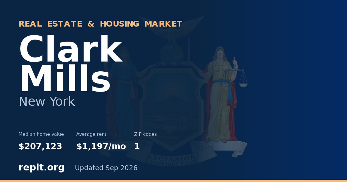 Clark Mills, NY real estate and housing market — median home value $207,123, average rent $1,197/mo, 1 ZIP code