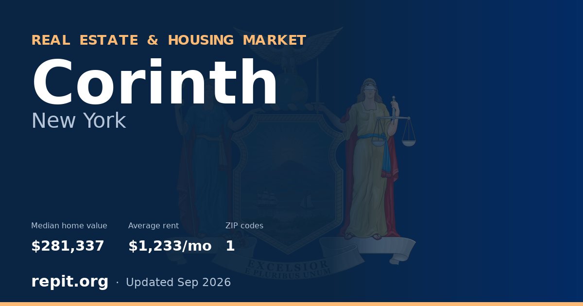 Corinth, NY real estate and housing market — median home value $281,337, average rent $1,233/mo, 1 ZIP code