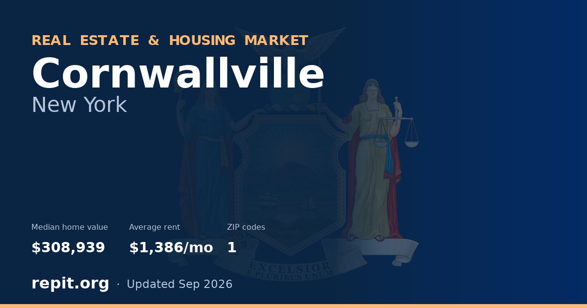 Cornwallville, NY real estate and housing market — median home value $308,939, average rent $1,386/mo, 1 ZIP code