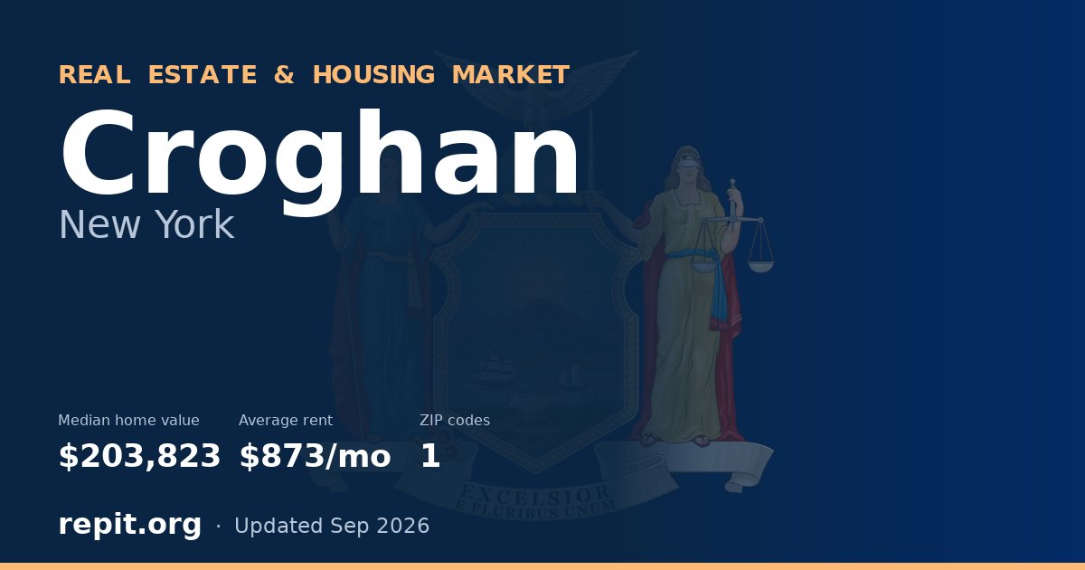 Croghan, NY real estate and housing market — median home value $203,823, average rent $873/mo, 1 ZIP code