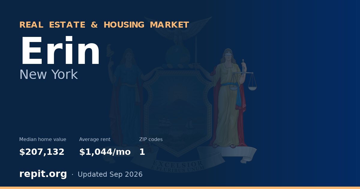Erin, NY real estate and housing market — median home value $207,132, average rent $1,044/mo, 1 ZIP code