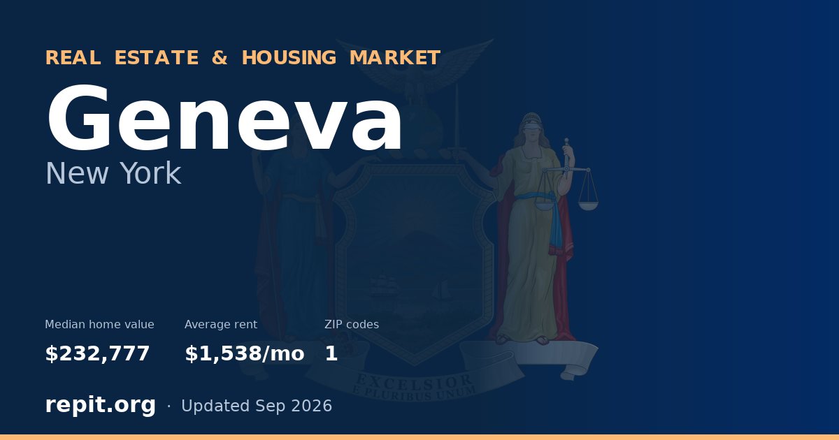 Geneva, NY real estate and housing market — median home value $232,777, average rent $1,538/mo, 1 ZIP code