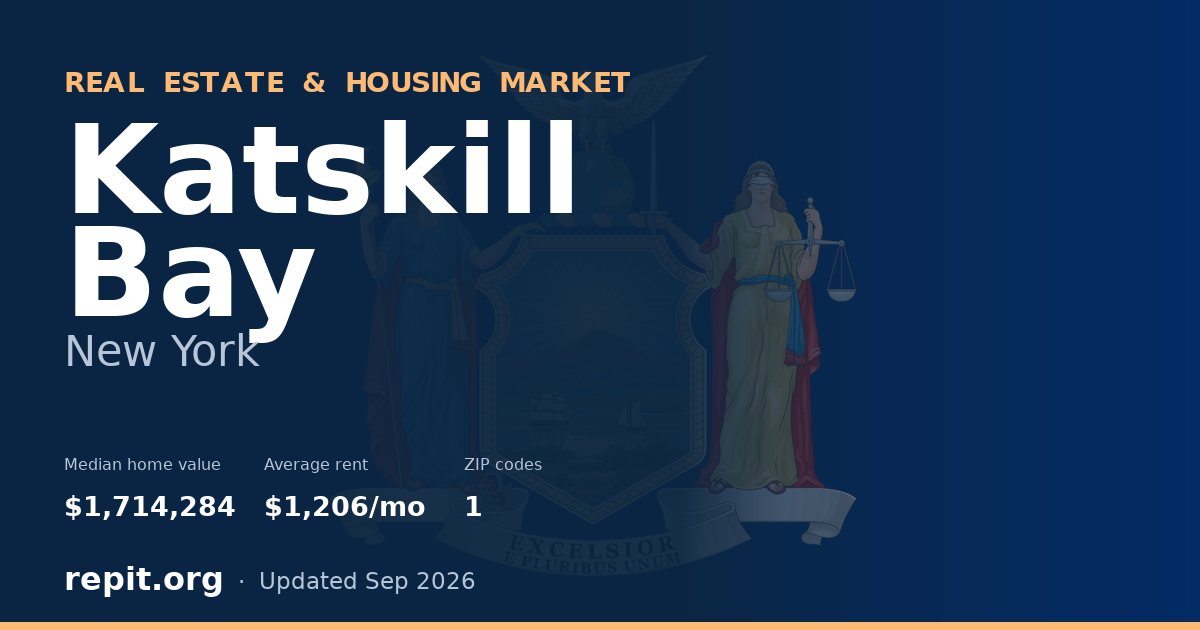 Katskill Bay, NY real estate and housing market — median home value $1,714,284, average rent $1,206/mo, 1 ZIP code