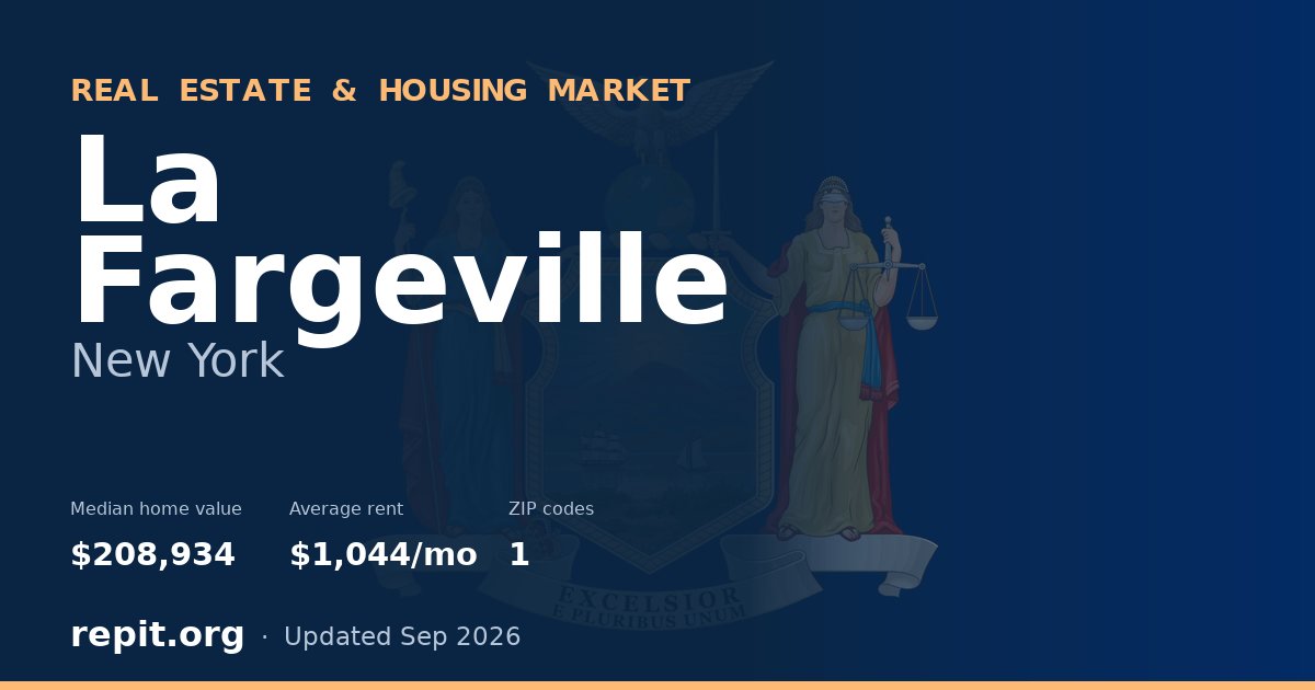 La Fargeville, NY real estate and housing market — median home value $208,934, average rent $1,044/mo, 1 ZIP code