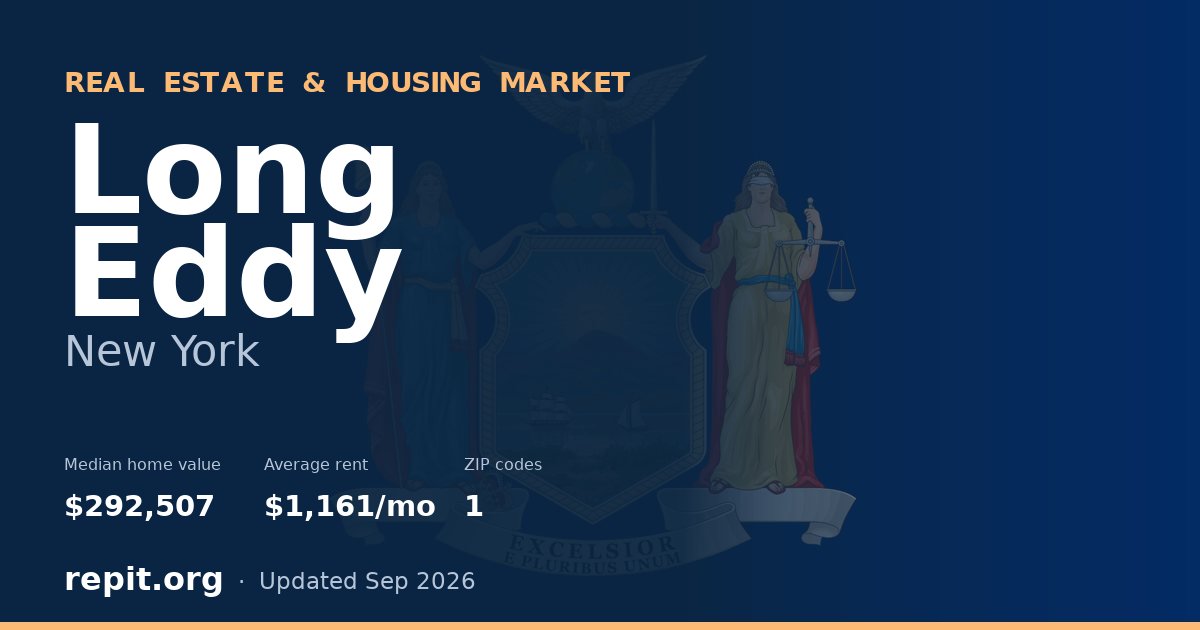 Long Eddy, NY real estate and housing market — median home value $292,507, average rent $1,161/mo, 1 ZIP code