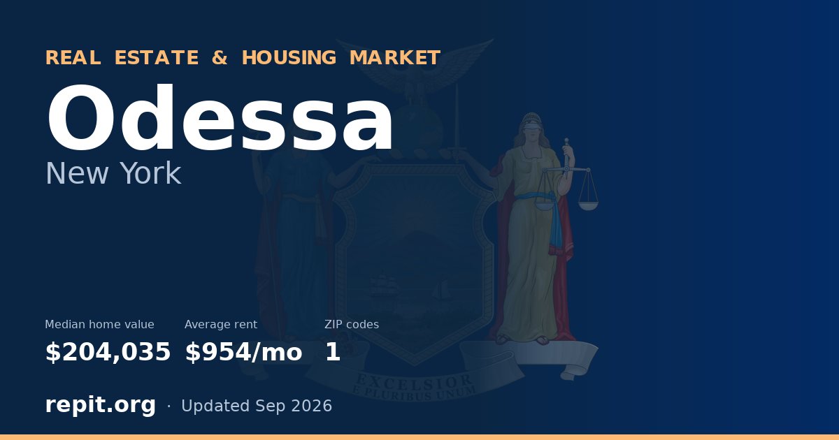 Odessa, NY real estate and housing market — median home value $204,035, average rent $954/mo, 1 ZIP code