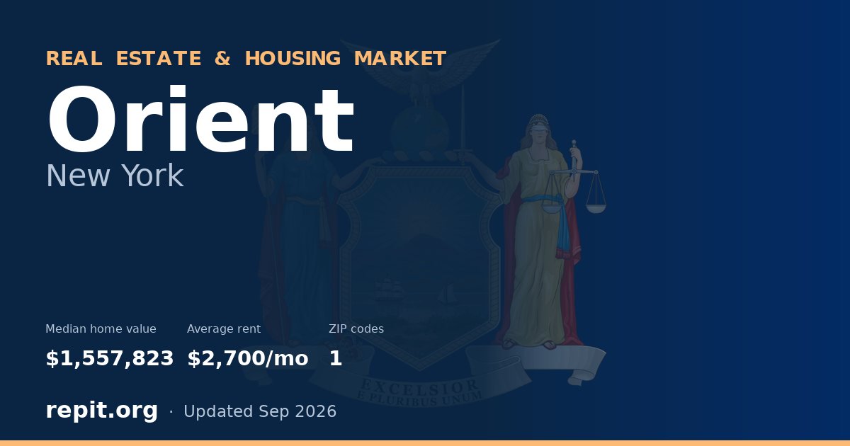 Orient, NY real estate and housing market — median home value $1,557,823, average rent $2,700/mo, 1 ZIP code