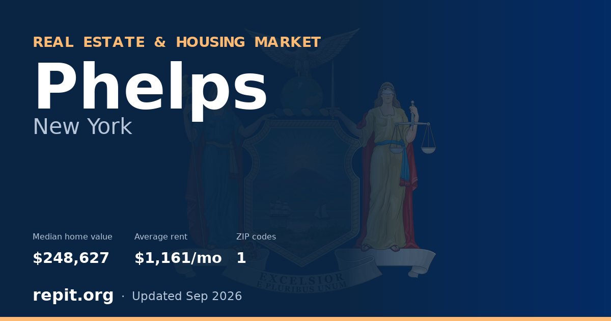 Phelps, NY real estate and housing market — median home value $248,627, average rent $1,161/mo, 1 ZIP code