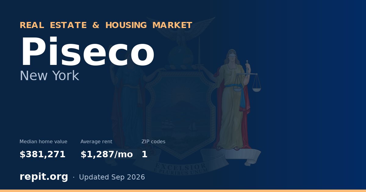 Piseco, NY real estate and housing market — median home value $381,271, average rent $1,287/mo, 1 ZIP code