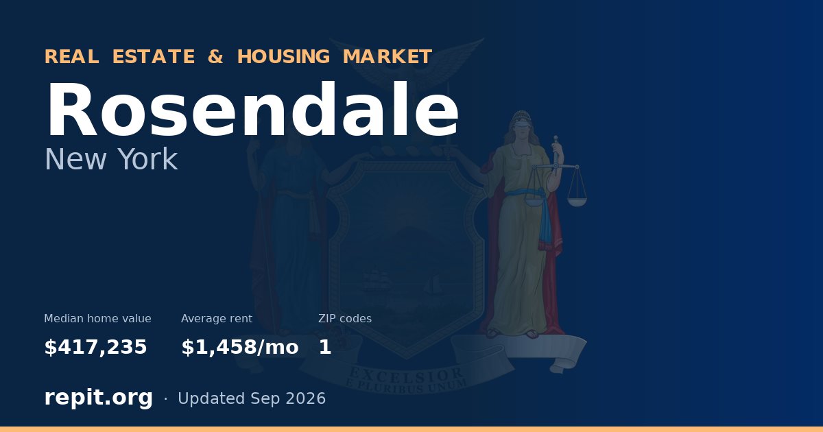 Rosendale, NY real estate and housing market — median home value $417,235, average rent $1,458/mo, 1 ZIP code