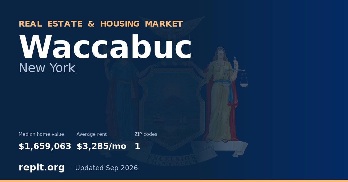 Waccabuc, NY real estate and housing market — median home value $1,659,063, average rent $3,285/mo, 1 ZIP code