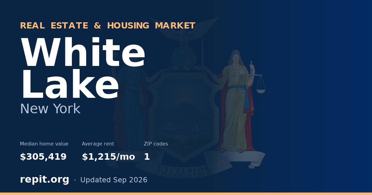 White Lake, NY real estate and housing market — median home value $305,419, average rent $1,215/mo, 1 ZIP code