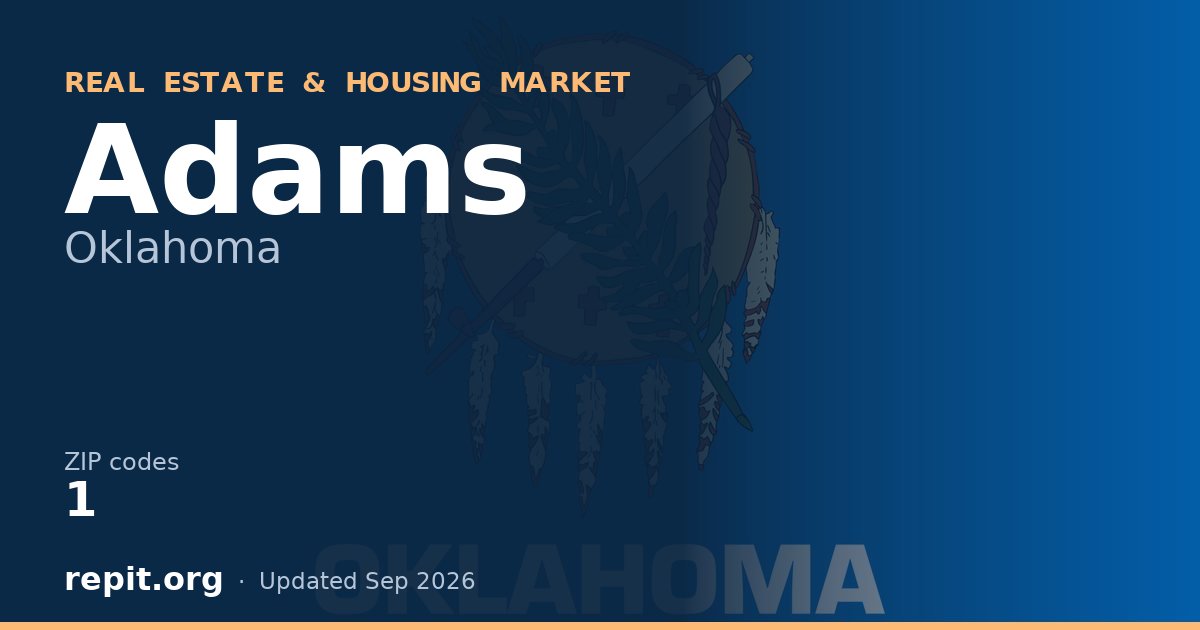 Adams, OK real estate and housing market — 1 ZIP code