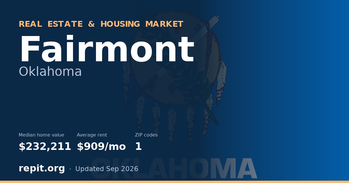 Fairmont, OK real estate and housing market — median home value $232,211, average rent $909/mo, 1 ZIP code