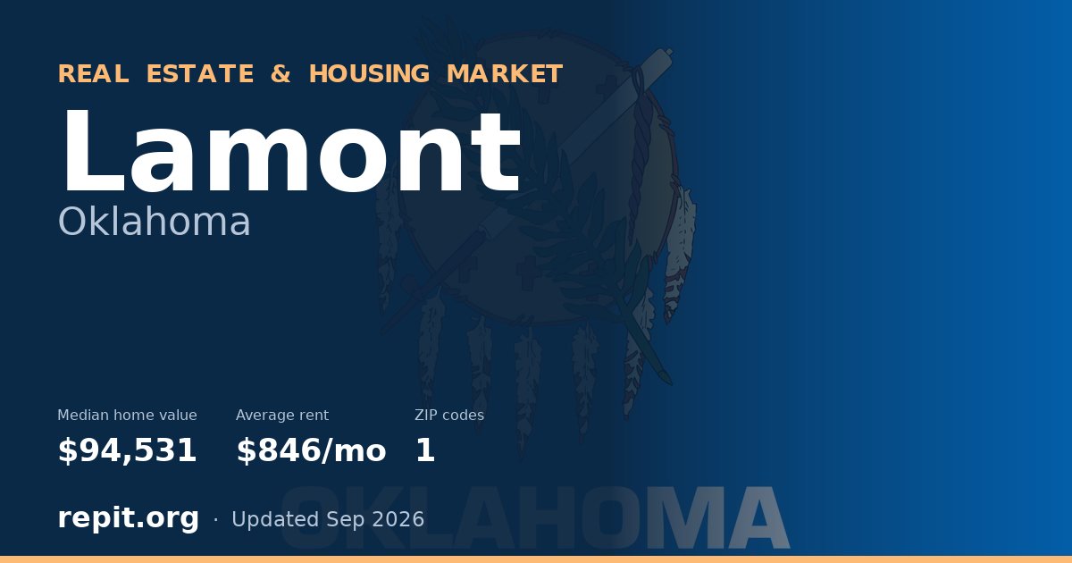 Lamont, OK real estate and housing market — median home value $94,531, average rent $846/mo, 1 ZIP code