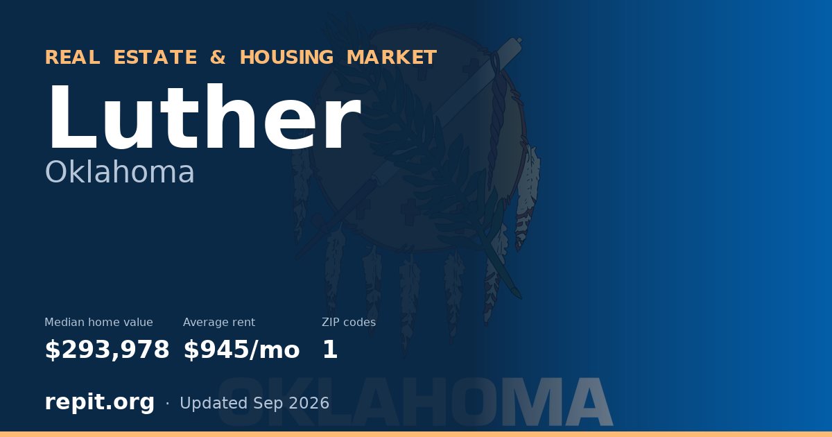Luther, OK real estate and housing market — median home value $293,978, average rent $945/mo, 1 ZIP code