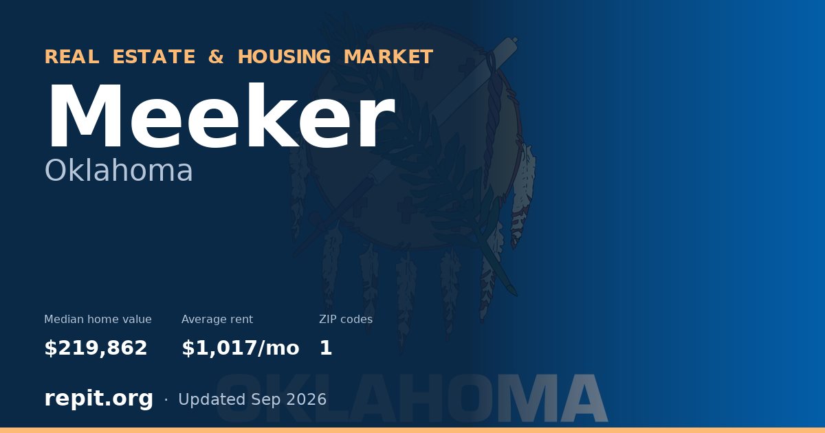 Meeker, OK real estate and housing market — median home value $219,862, average rent $1,017/mo, 1 ZIP code